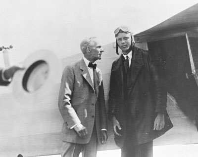 Henry Ford and Charles Lindbergh at the Ford Airport in 1927.